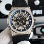 Best Zenith Defy Classic Skeleton Dial Black Rubber Strap 41mm High Copy Watch Swiss Grade